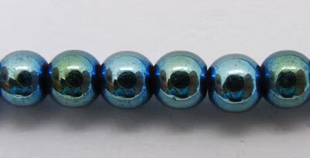 Hematit rund 5-5,2 mm, elektropläterad grön