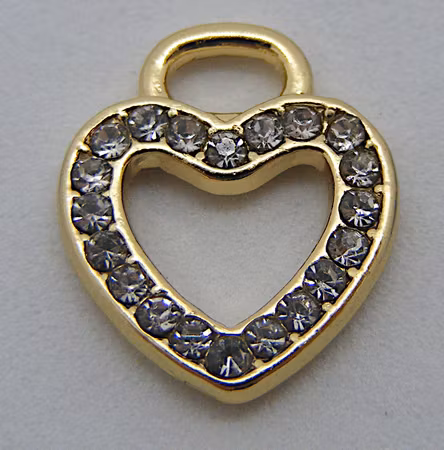 Strassberlock, hjärta, guldfärgad m transparent strass