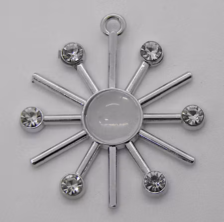Berlock/Hänge, Sol, Strass/Vit månsten, Platinafärgad