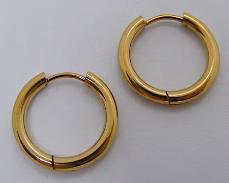 Brisyrringar, rostfritt stål, guldfärgade, 19 mm