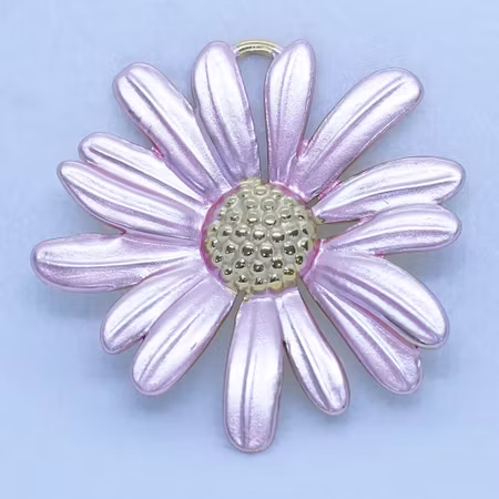 Berlock/hänge, tusensköna, rostfritt stål/18k guld/rosa