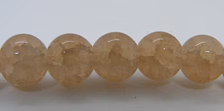 Krackelerad och härdad glaspärla, cremebeige, 8 mm