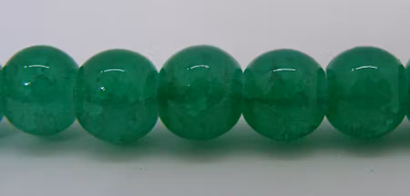 Krackelerad och härdad glaspärla, sjögrön, 8 mm