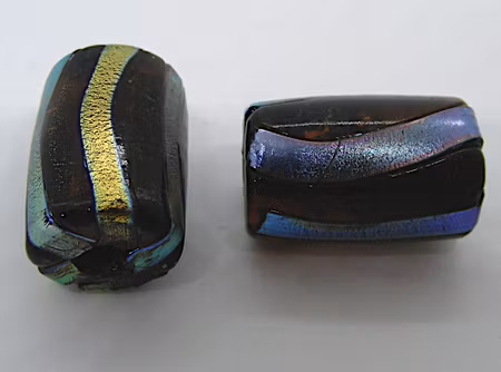 Lampwork, cylinder, svart/multi