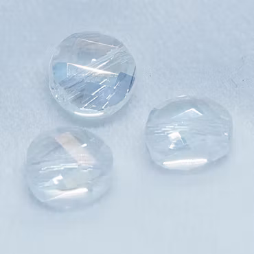Facetterad plattrund glaspärla, transparent regnbågspläterad
