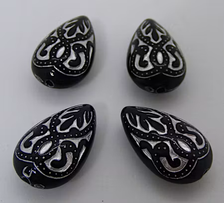 Akryldroppe, svart/silver