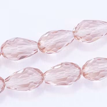 Facetterad glasdroppe, champagne, 15x10 mm