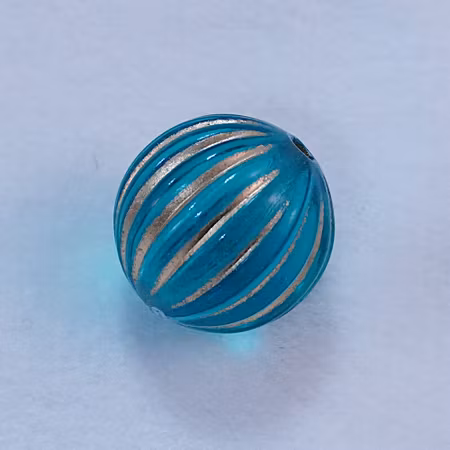 Rund akrylpärla, teal/guld