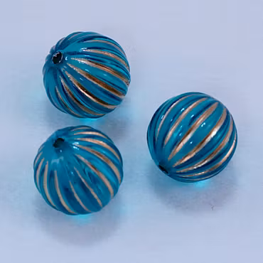 Rund akrylpärla, teal/guld
