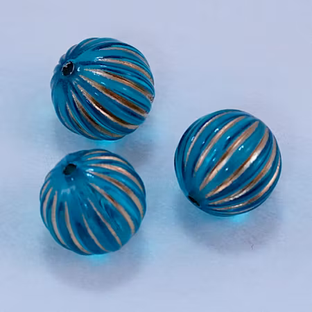 Rund akrylpärla, teal/guld