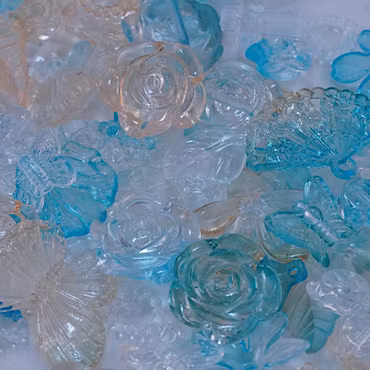 Akrylmix, turkos/transparent/champagne