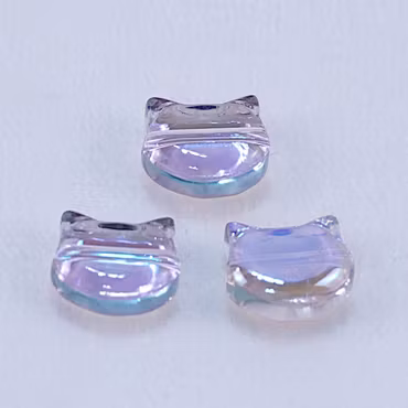 Glaspärla, katthuvud, elektropläterad violett