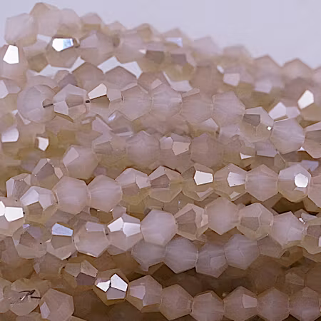 Bicone, beige/elektropläterad, 4 mm