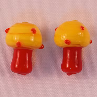 Lampwork, svampar, gul/röd