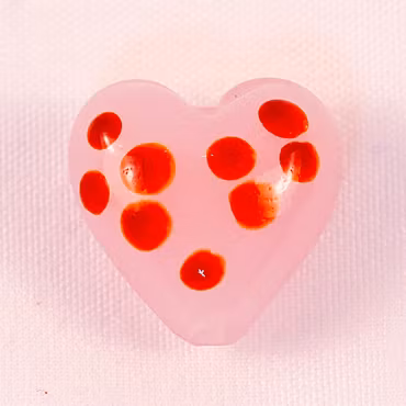 Hjärta, lampwork, rosa/röd