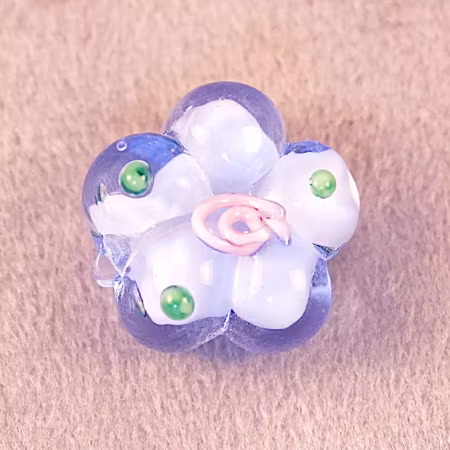 Blomma, lampwork, blå