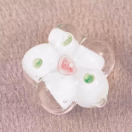 Blomma, lampwork, vit