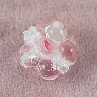 Blomma, lampwork, rosa