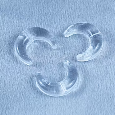 Månskära, lampwork, transparent