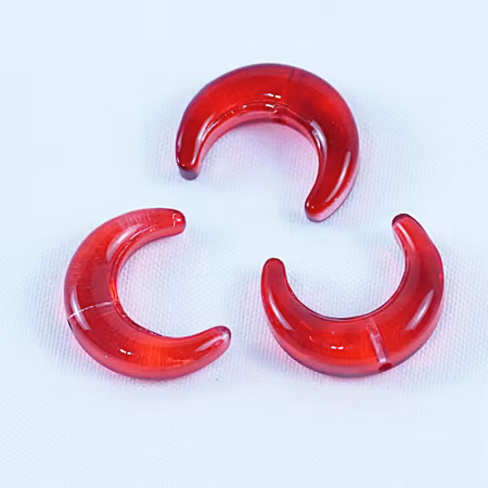 Månskära, lampwork, röd