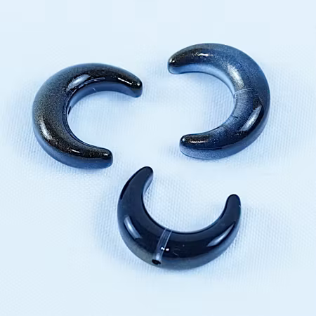 Månskära, lampwork, gråsvart