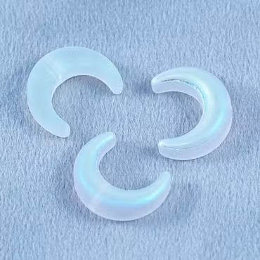 Månskära, lampwork, halvtransparent med AB