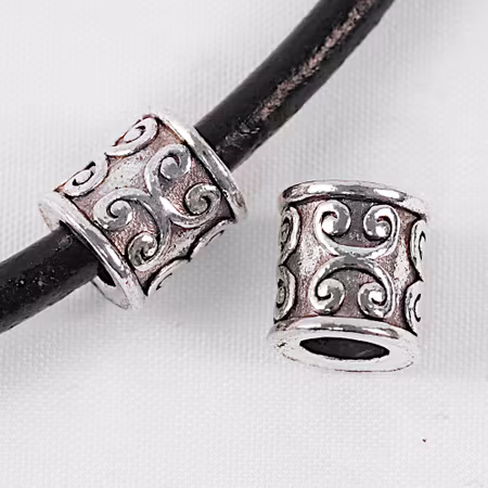 Mellandel m stort hål, mönstrad cylinder, antiksilver