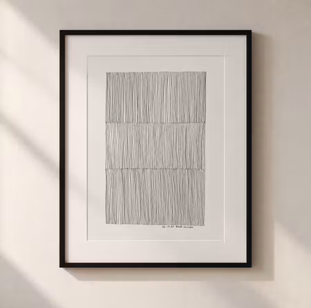 MELLOM LINJENE - unikt originalverk, A4, signert, 30x40 ramme.
