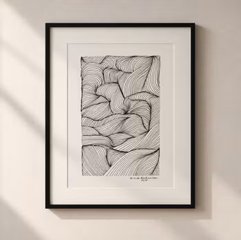 FLYT - unikt originalverk, A4, signert, 30x40 ramme.