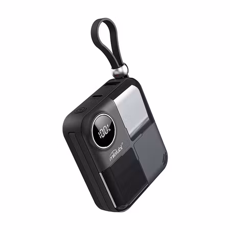 Mini power bank 10000mah med inbyggd USB-C-kabel