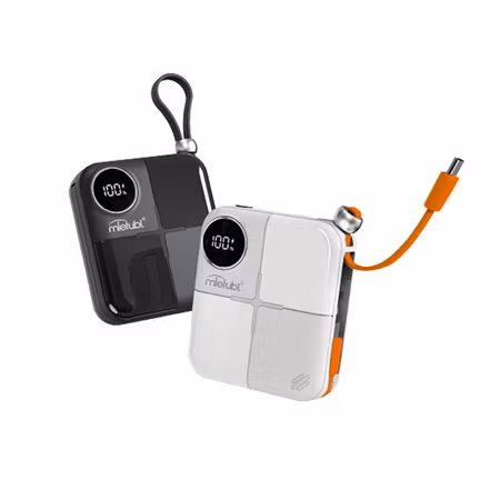 Mini power bank 10000mah med inbyggd USB-C-kabel