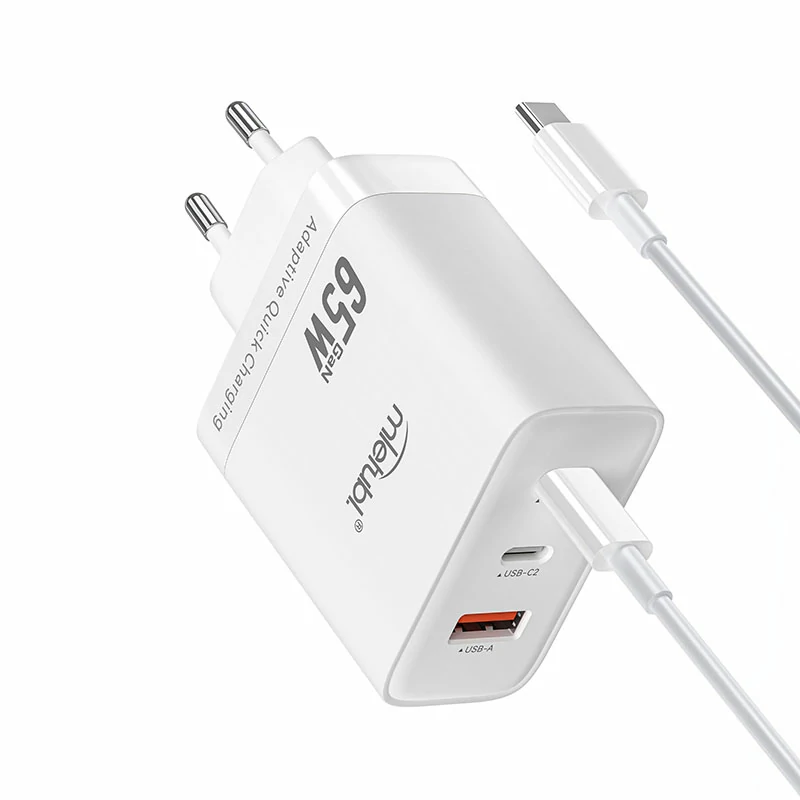 65W Väggladdare med USB-C-kabel – 2-i-1