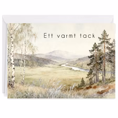 Färdigt tackkort till efter begravningen med naturmotiv ofrankerat premium kuvert.
