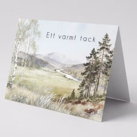 Färdigt tackkort till efter begravningen med naturmotiv ofrankerat premium kuvert.