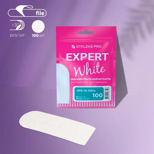Disposable white files for pedicure grater EXPERT 10 180 grit (30 pcs)