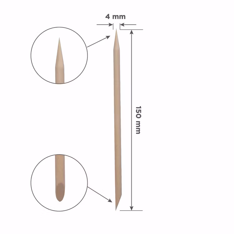 Orange wood stick  for manicure, wooden 150 mm (100 pcs)