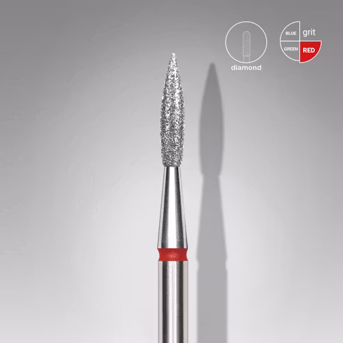 DIAMOND NAIL DRILL BIT, "FLAME", RED 2,3