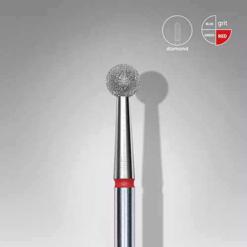 DIAMOND NAIL DRILL BIT, "Ball", Red 4