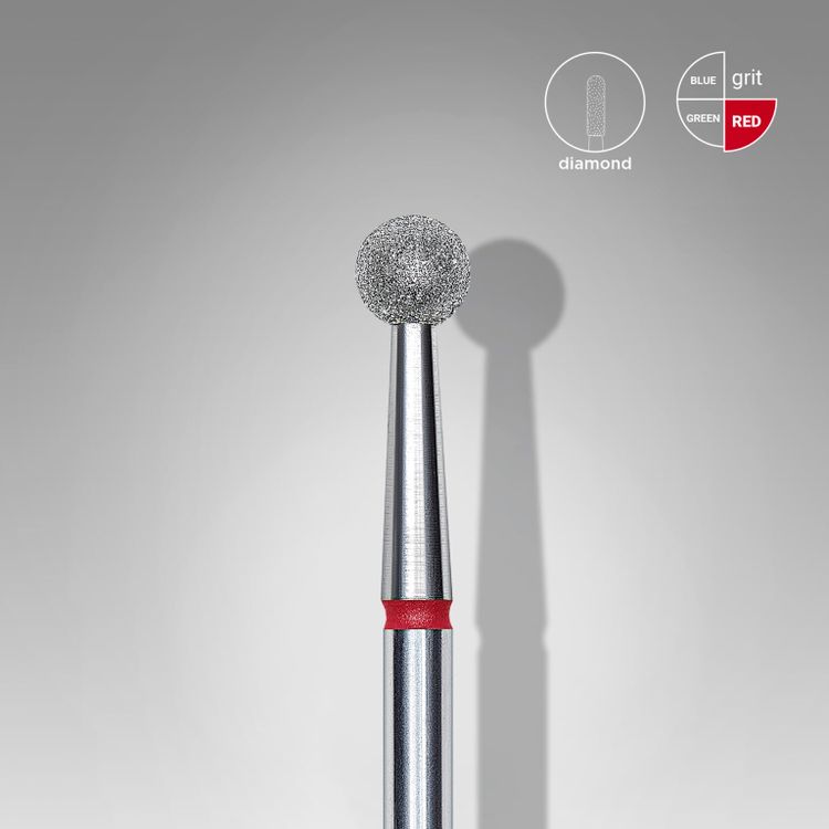 DIAMOND NAIL DRILL BIT, "Ball", Red 4