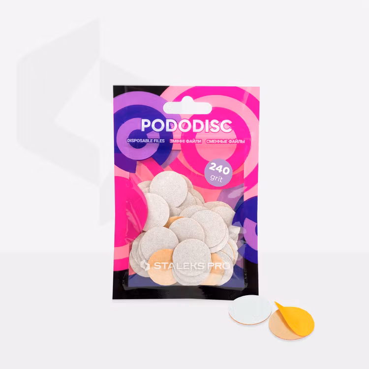 Disposable white files for pedicure disc PODODISC L EXPERT 240 grit (50 pcs)
