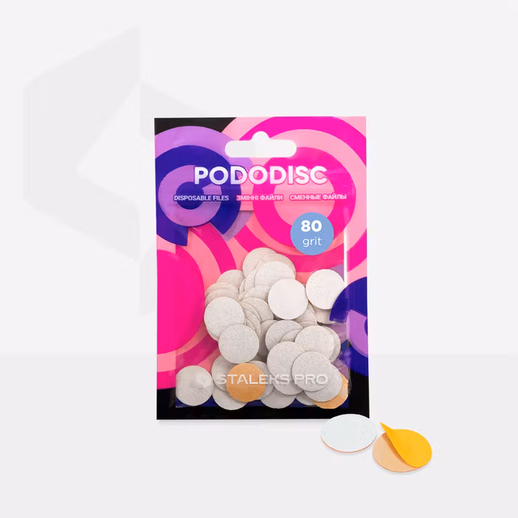 Disposable white files for pedicure disc PODODISC S EXPERT 80 grit (50 pcs)