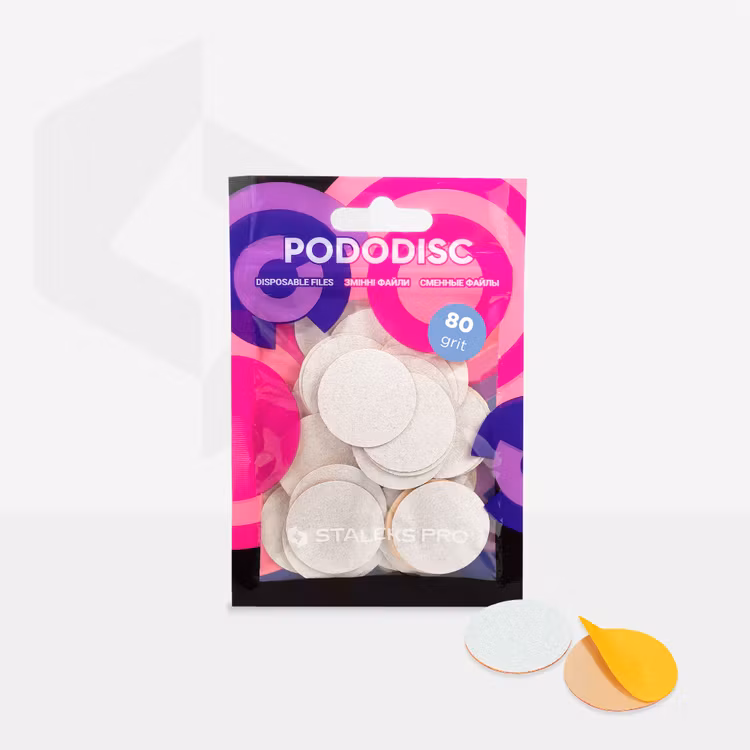 Disposable white files for pedicure disc PODODISC L EXPERT 80 grit (50 pcs)