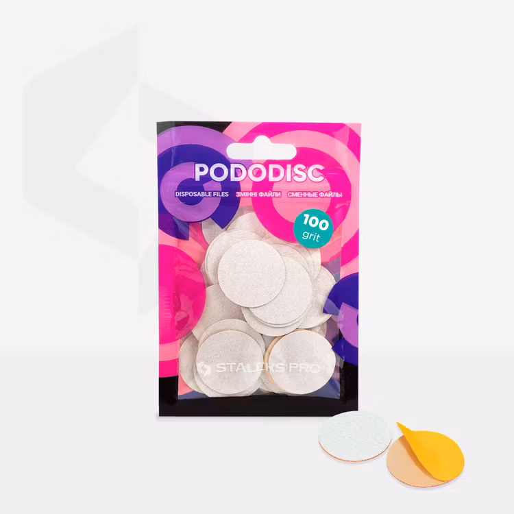 Disposable white files for pedicure disc PODODISC L EXPERT 100 grit (50 pcs)