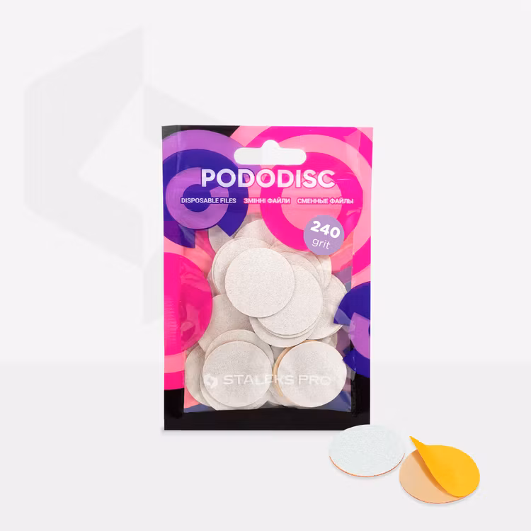 Disposable white files for pedicure disc PODODISC L EXPERT 240 grit (50 pcs)