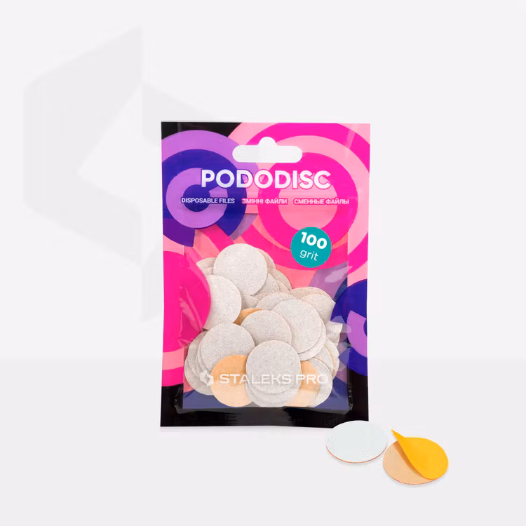 Disposable white files for pedicure disc PODODISC M EXPERT 100 grit (50 pcs)