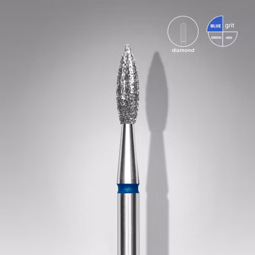 Diamond Nail Drill Bit “Pointed Flame” Blue – (Expert) 2.3 mm/8 mm