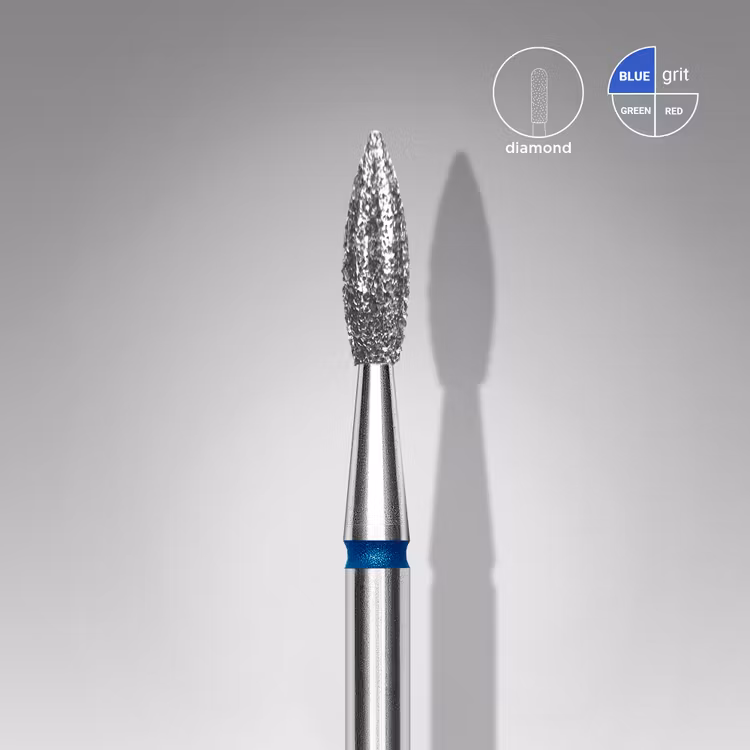 Diamond Nail Drill Bit “Pointed Flame” Blue – (Expert) 2.3 mm/8 mm